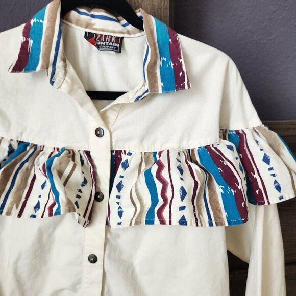 Vintage Western Women's‎ M Button up Ruffle Southwestern Cowgirl Ozark mountain - Picture 10 of 16